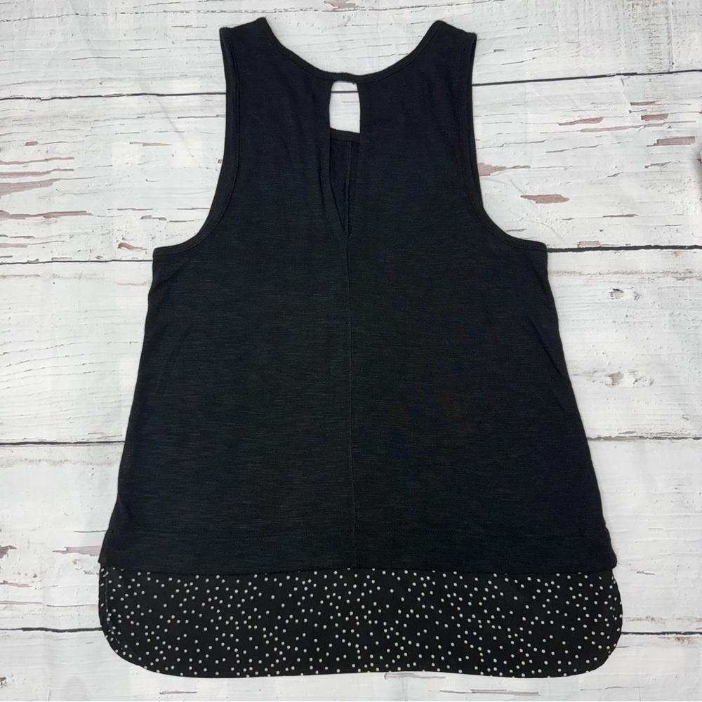 J.Crew Black Sleeveless Tank Top Polka Dot Hem Keyhole Back Size M - Picture 6 of 10